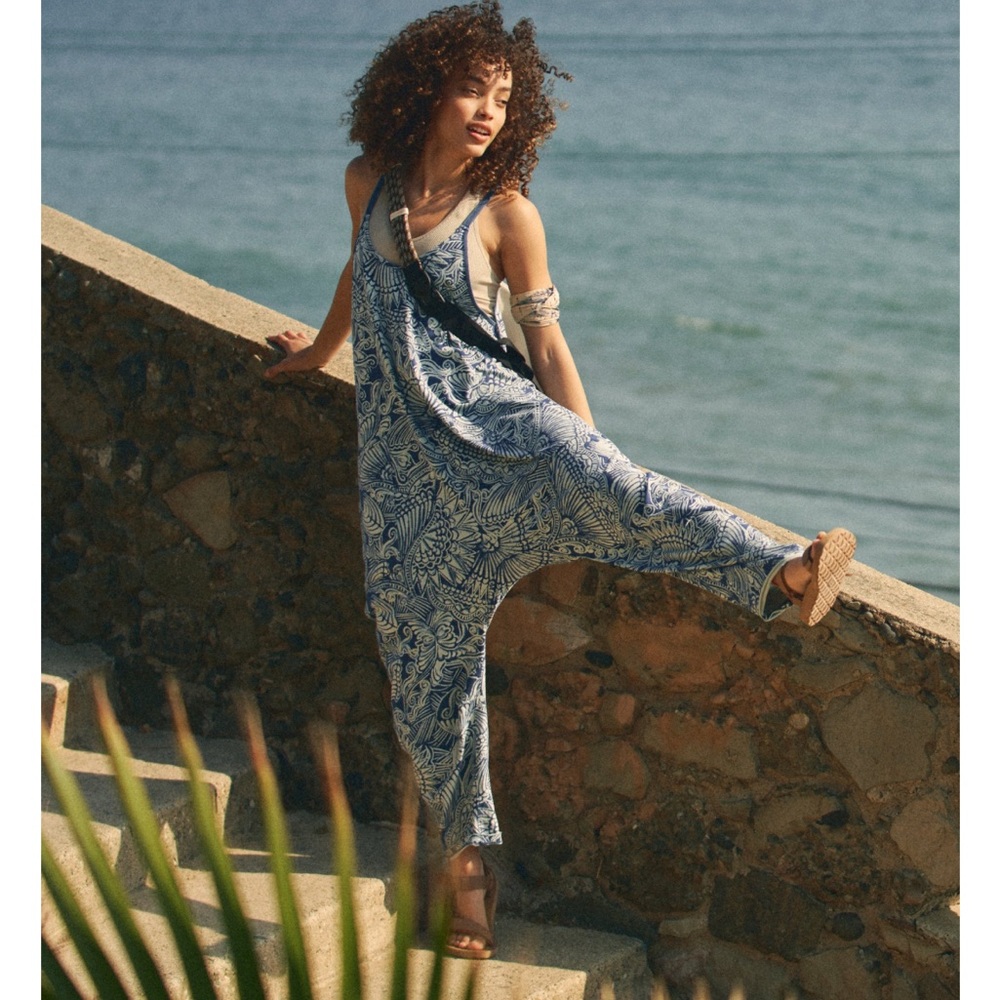 Free people hotshot printed onesie in indigo combo pattern